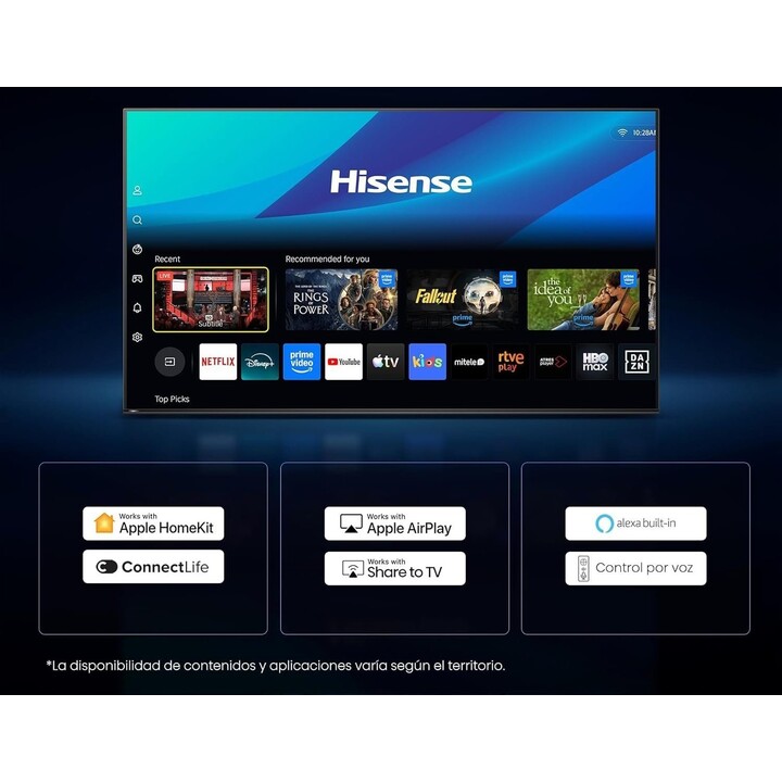 Hisense 65E8S - Smart TV Mini LED Série E8 de 65" com modo de jogo e subwoofer incorporado