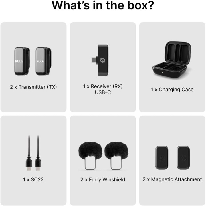 RODE Wireless Micro - Sistema inalámbrico digital de 2 canales (USB-C, Negro)