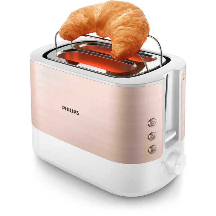 Philips Viva Collection HD2638/11 tostadora 7 2 rebanada(s) 950 W Oro rosa, Blanco