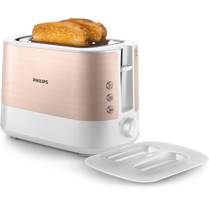 Philips Viva Collection HD2638/11 tostadora 7 2 rebanada(s) 950 W Oro rosa, Blanco