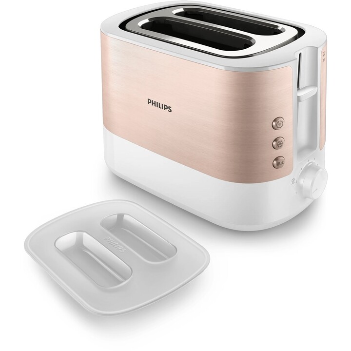 Philips Viva Collection HD2638/11 tostadora 7 2 rebanada(s) 950 W Oro rosa, Blanco