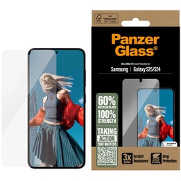 PanzerGlass Displayschutzfolie aus gehärtetem Glas, die das gesamte Display abdeckt, für Samsung Galaxy S25