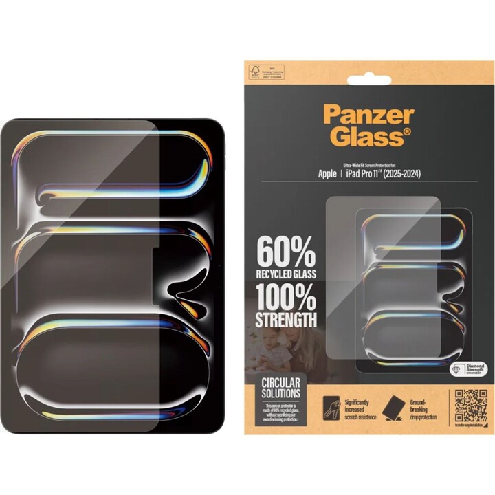 Pellicola protettiva in vetro temperato PanzerGlass, con copertura completa dello schermo, per Apple iPad Pro 2024/2025 11 polli