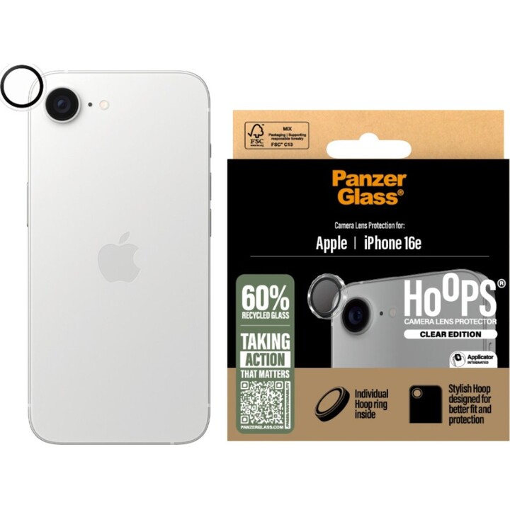 Protection d'objectif en verre trempé PanzerGlass pour iPhone 16e/17e