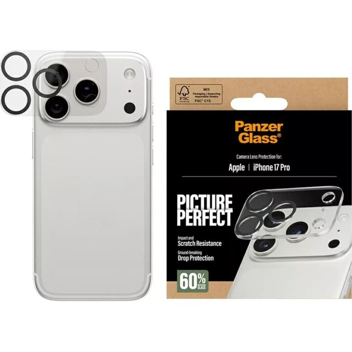 Protection d'objectif en verre trempé PanzerGlass pour iPhone 17 Pro