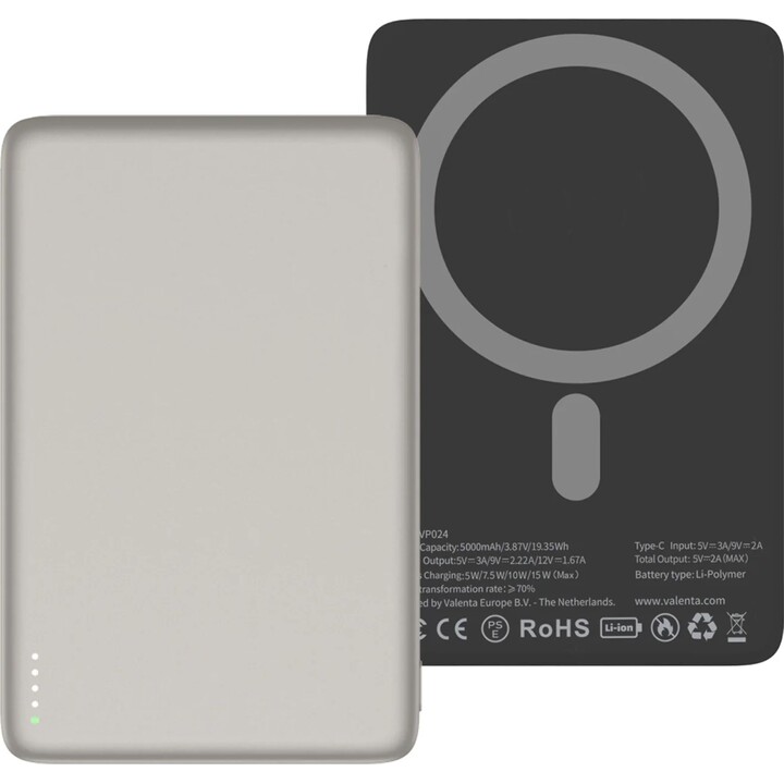 Valenta Powerbank MagSafe Ultra Slim 5.000 mAh Naturale - 8719638588874