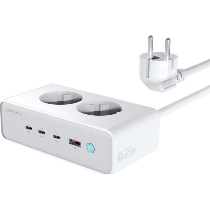 4smarts Desk Charger GaN 65W with AC sockets white