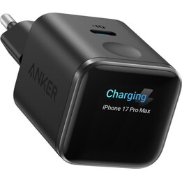 Caricabatterie rapido Anker Nano USB-C da 45 W con display, colore nero.