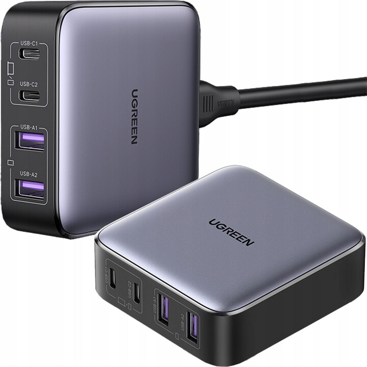 Ugreen CD327 Nexode Wall Charger, 2 USB-C Ports, 2 USB-A Ports, GaN, 65W - Grey