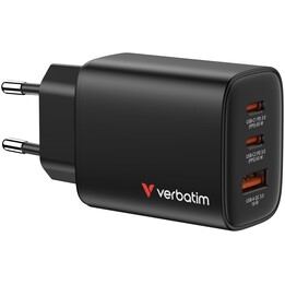 Chargeur mural Verbatim Essentials GaN / 2xUSB Type-C / 1xUSB / 65W