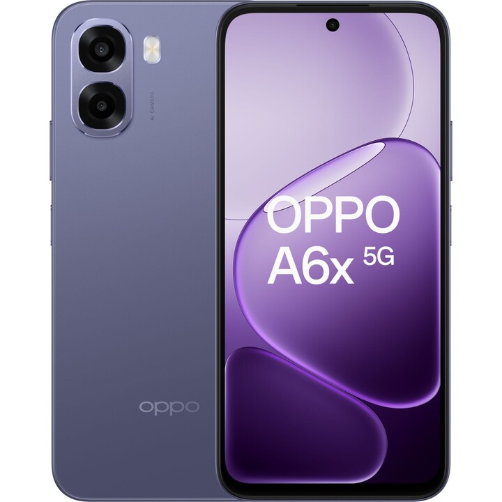 Oppo A6x 5G, 8 GB 256 GB, 6,75 LCD HD+, 6100 mAh, Schwarz Lila