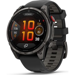 Garmin Fēnix 8 Pro 51 mm AMOLED Saphir-Titangrau mit schwarzem Silikonarmband