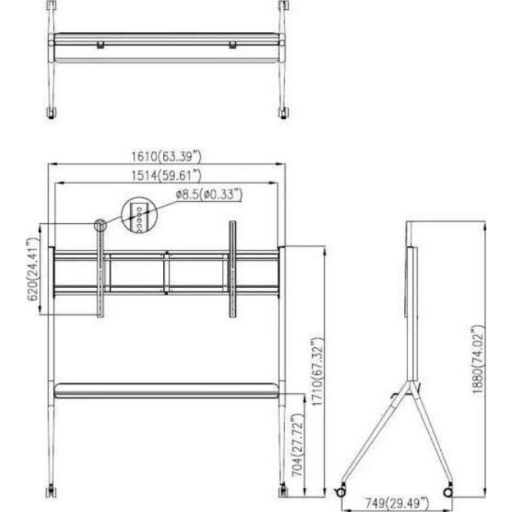 Suporte de TV Hikvision com rodas para ecrãs de 86" DS-D5ABKY2-B