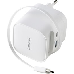 Chargeur USB-C Intense W65ACIC 65 W GAAN USB-C blanc + câble USB-C rétractable