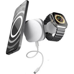 Cargador de viaje ZENS 2 en 1 MS + Watch de 20 W, blanco - 8720618634306