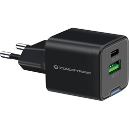 Conceptronic althea 20w gan usb + usb-c black charger