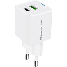 Carregador USB Conceptronic Althea 20W Gan USB + USB-C branco