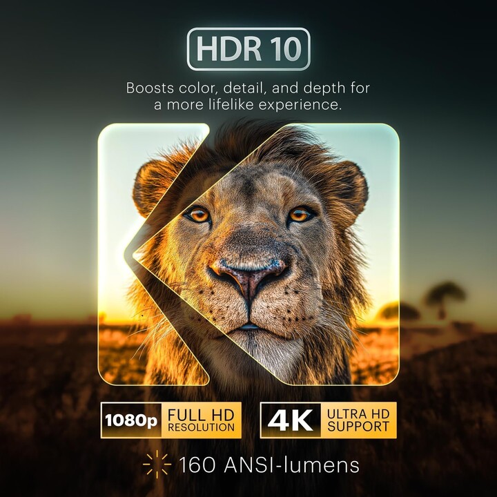 Projetor portátil Kodak para exterior Full HD 1080p com Wi-Fi, Bluetooth, HDMI e USB