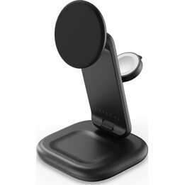 Soporte de carga plegable Satechi 3 en 1 Qi2 de 25 W: cargador inalámbrico plegable Qi2 de 25 W para tres dispositivos, incluye 