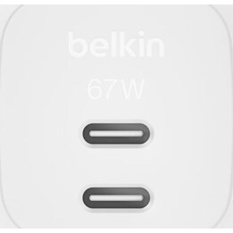Belkin BoostCharge Pro Cargador de pared doble USB-C GaN de 67 W Blanco