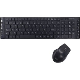 Approx APPMX430 Wireless Keyboard and Mouse, QWERTY Spanish, 105 Keys, 6 Buttons, Black