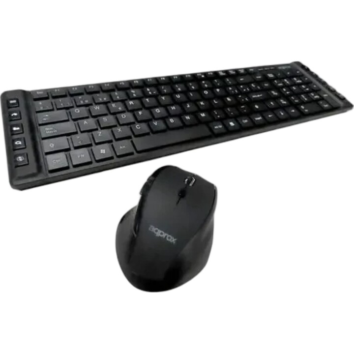 Teclado y Ratón Inalámbrico Approx APPMX430 QWERTY Español 105 Teclas 6 Botones Negro