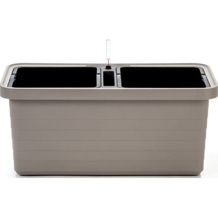 Maceta de autorriego URBALIVE BERBERIS DUO de 78 x 39 cm, gris claro.