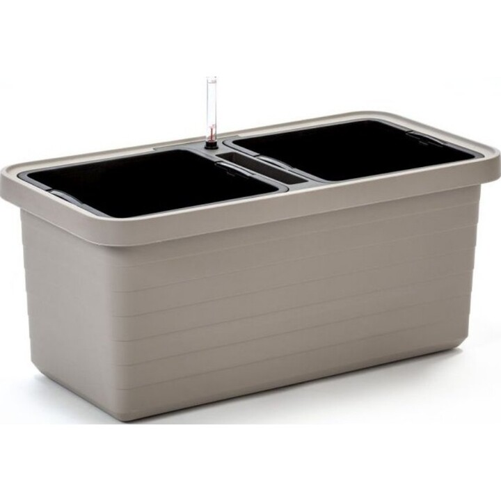 Maceta de autorriego URBALIVE BERBERIS DUO de 78 x 39 cm, gris claro.