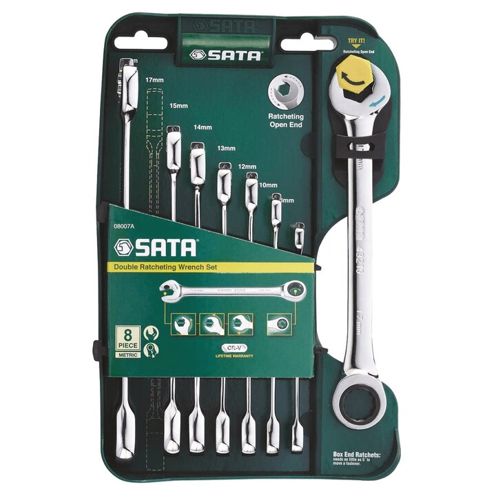 COMBINATION WRENCHES 8 pcs. DOUBLE RATCHET