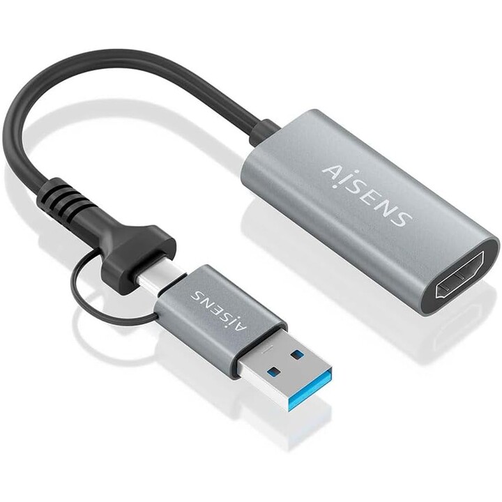 AISENS A109-0913 convertitore USB-A+USB-C a HDMI 1080P@60Hz grigio
