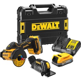 DEWALT DCS438E2T-QW - Cortadora multimaterial 18V Powerstack, Ø de disco 76mm, Motor sin escobillas, M10