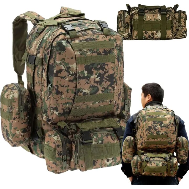 Extralink 4-in-1 Tactical Military Backpack for School, Travel, and Survival - 50L Mil-668