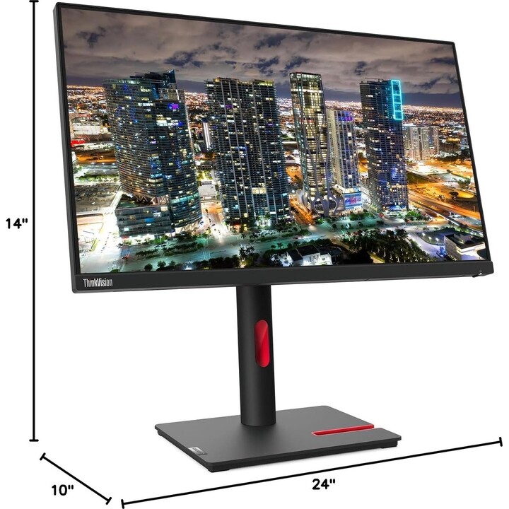 Monitor Lenovo ThinkVision T24i de 24 polegadas FHD IPS 60Hz com concentrador USB Preto