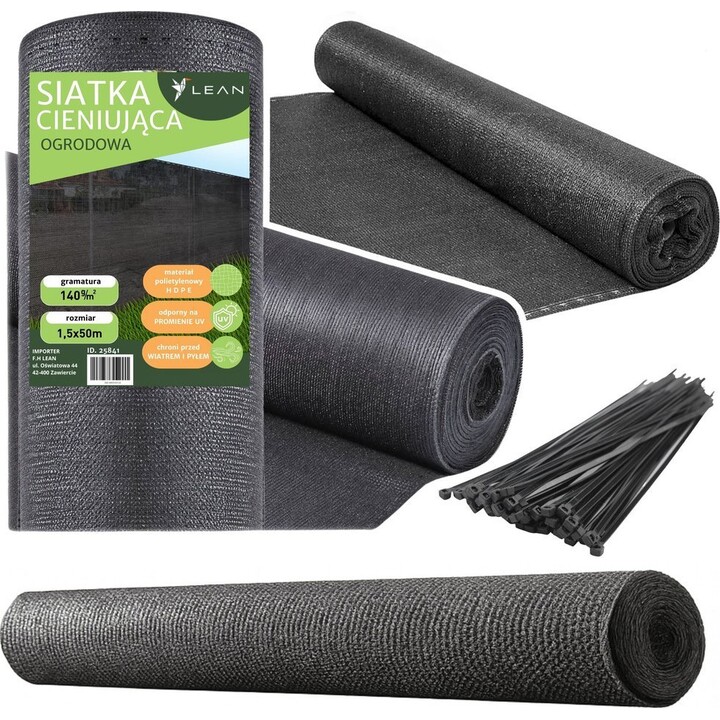 Rete ombreggiante per recinzioni, per nascondere recinzioni, grigia, 1,5 m x 50 m, 140 g/m²