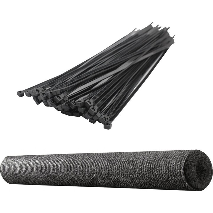Rete ombreggiante per recinzioni, per nascondere recinzioni, grigia, 1,5 m x 50 m, 140 g/m²