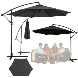 Parasol Ogrodowy Boczny Z Regulacją Pochyłu  350 x 250cm Antracyt