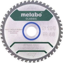 Hoja de sierra circular Metabo 628682000 de 190 x 30 mm. Número de dientes: 48. 1 unidad