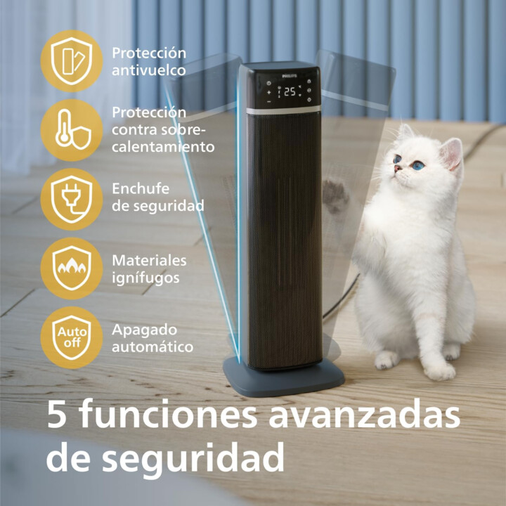 Philips 5000 Series Connected Tower Heater, 2000W, Up to 50% Energy Saving, 4 Modes, Temperature Display, 5 Safety Functions, 60