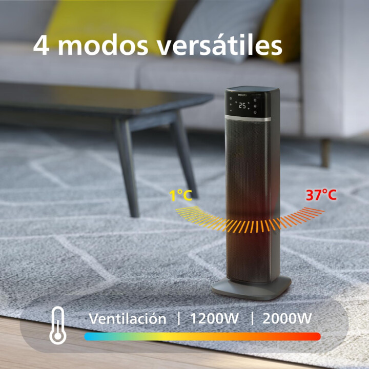 Philips 5000 Series Connected Tower Heater, 2000W, Up to 50% Energy Saving, 4 Modes, Temperature Display, 5 Safety Functions, 60