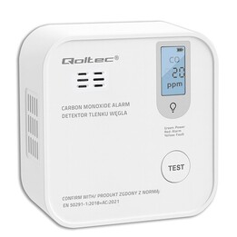 Sensore wireless di monossido di carbonio (CO) Qoltec 52577 con batteria | Durata del sensore: 10 anni | Allarme: 85 dB | DRIVE