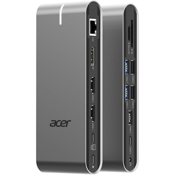 Acer HP.DSCAB.022 Dock para Notebook e Replicador de Porta USB 3.2 Gen 1 (3.1 Gen 1) Tipo-C com Fio, Prata