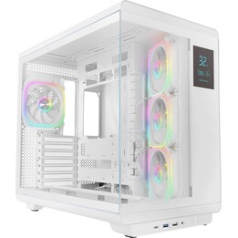 Case mid-tower Mars Gaming MC-REV PRO bianco con schermo LCD da 4,3 pollici e 4 ventole ARGB