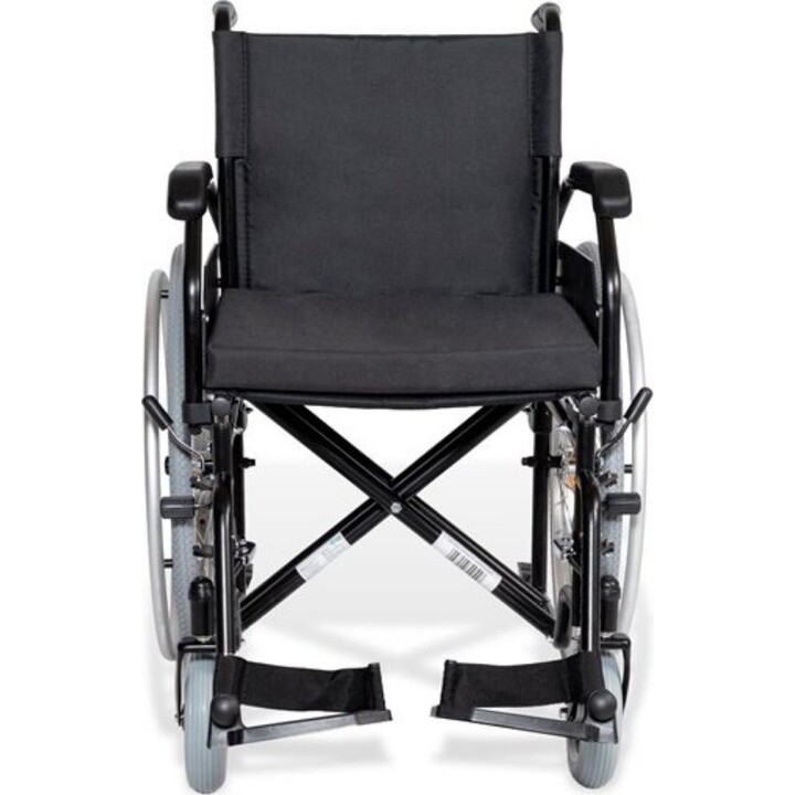 Silla de ruedas de acero Rehafund RF-1 Cruiser 1 con ruedas de PU de 45 cm, modelo CZA-624, color negro