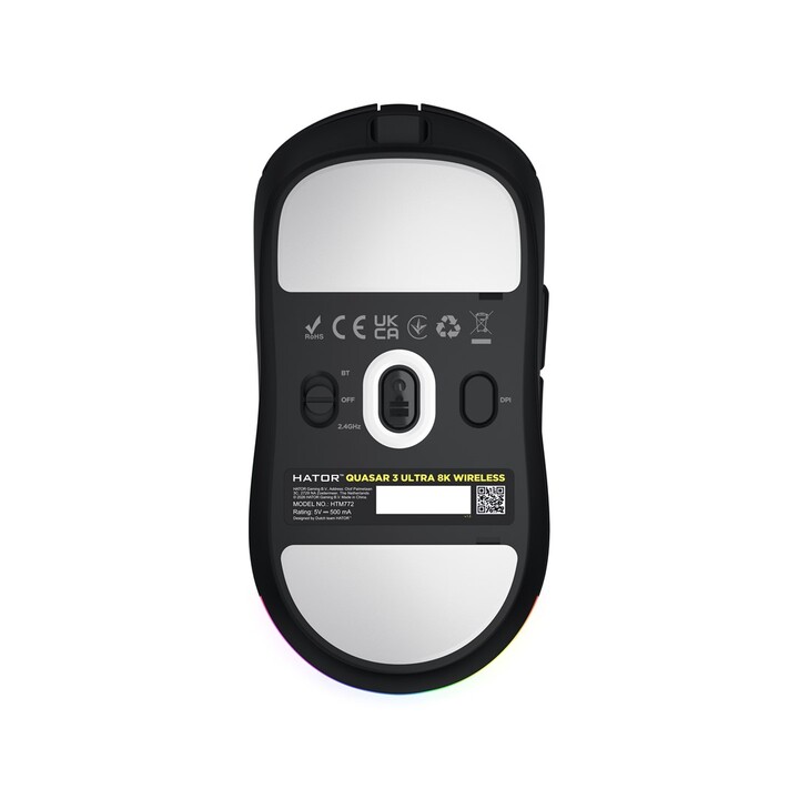 Mouse da gioco wireless HATOR Quasar 3 Ultra 8K, ambidestro, RF wireless + Bluetooth + USB Type-A, ottico, 30000 DPI