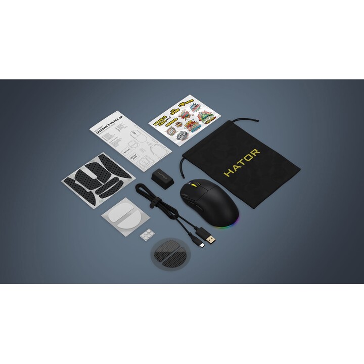 Mouse da gioco wireless HATOR Quasar 3 Ultra 8K, ambidestro, RF wireless + Bluetooth + USB Type-A, ottico, 30000 DPI