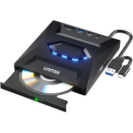 Unitek External DVD/CD Burner, 5Gbps USB Hub, SD Card Reader T1037A01