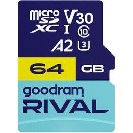 Cartão microSDXC Goodram Rival de 256 GB, V30, A2, UHS-I, U3 com adaptador