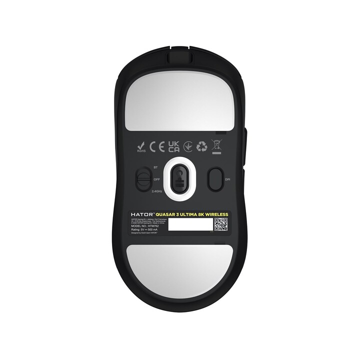 Mouse da gioco wireless HATOR Quasar 3 Ultimate 8K per destrorsi, RF wireless + Bluetooth + USB Type-C, ottico, 30000 DPI
