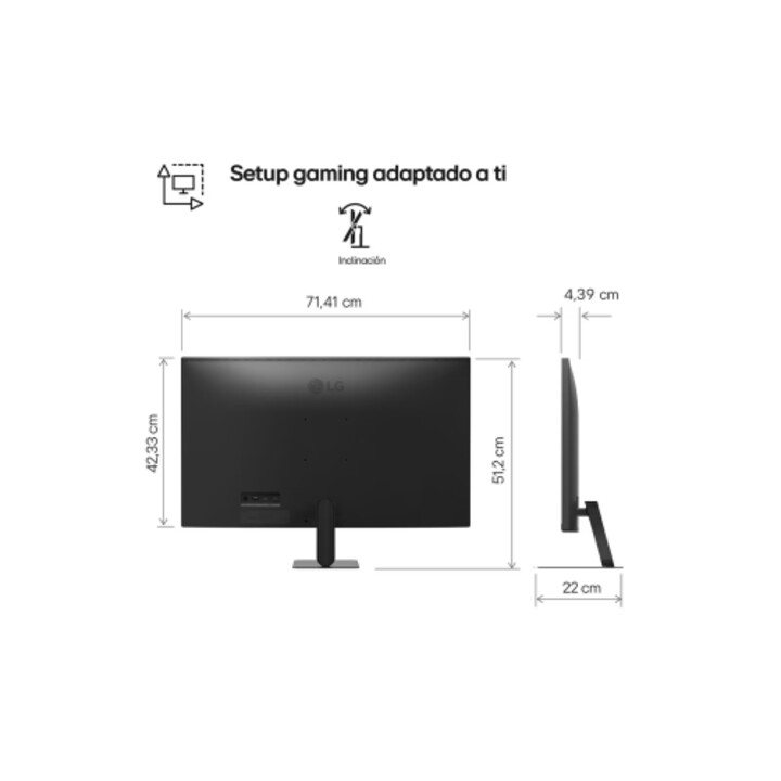 Monitor LG da 31,5", pannello VA, frequenza di aggiornamento 60Hz, tempo di risposta 5ms (GTG), risoluzione UHD (3840x2160)