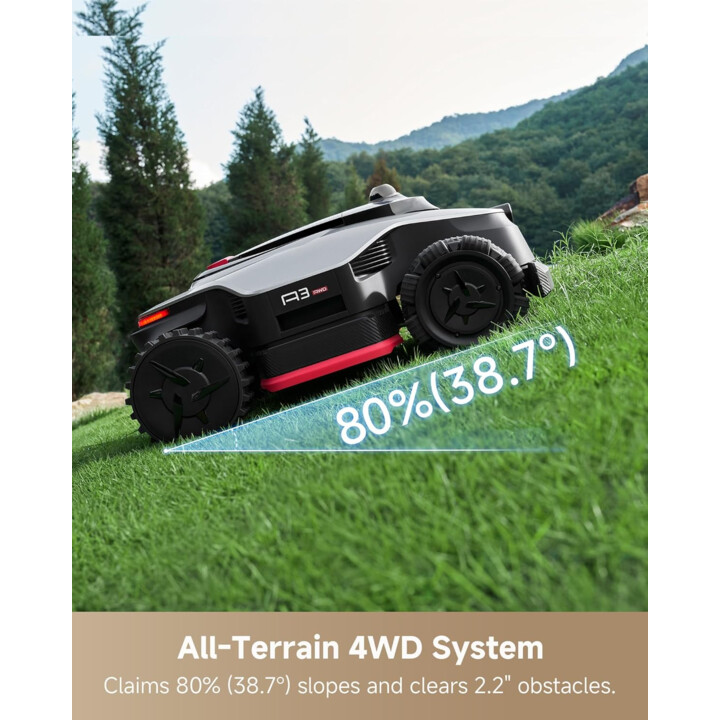 Robot tagliaerba Dreame A3 AWD Pro a batteria, nero e bianco